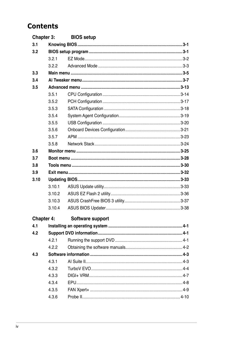 Asus P8Z77-V LX User Manual | Page 4 / 144