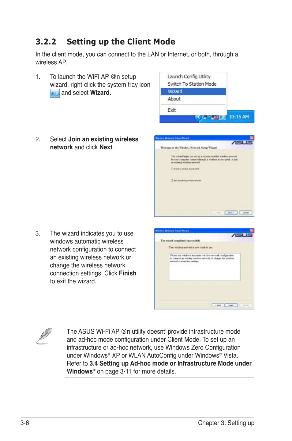 2 setting up the client mode, Setting up the client mode -6 | Asus M4A88T-I DELUXE User Manual | Page 24 / 44