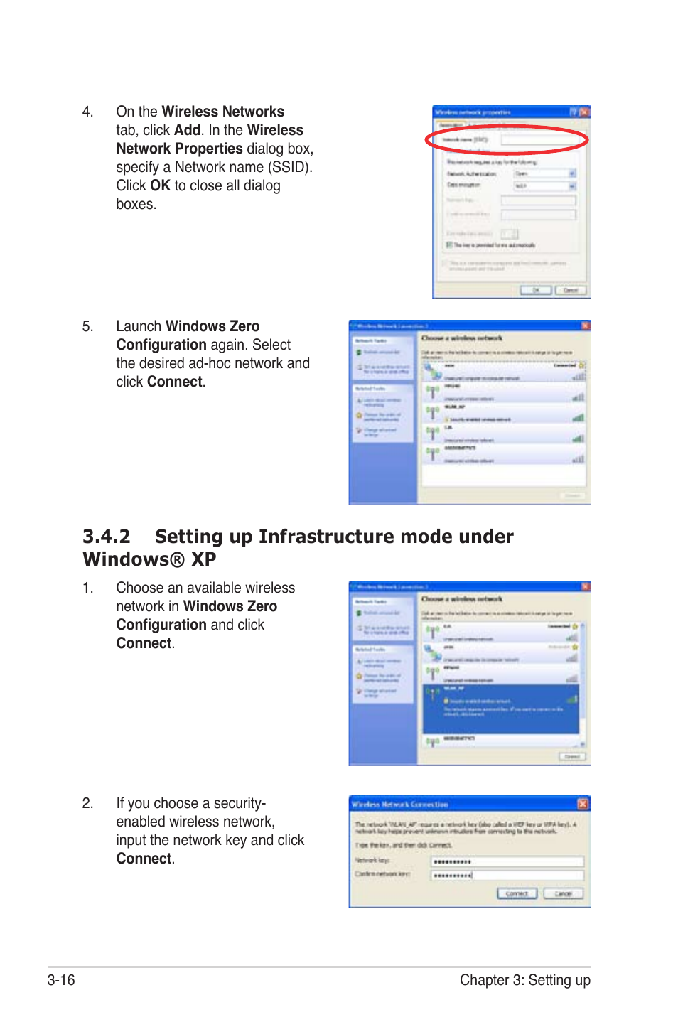 2 setting up infrastructure mode under windows® xp | Asus M4A88T-I DELUXE User Manual | Page 34 / 44