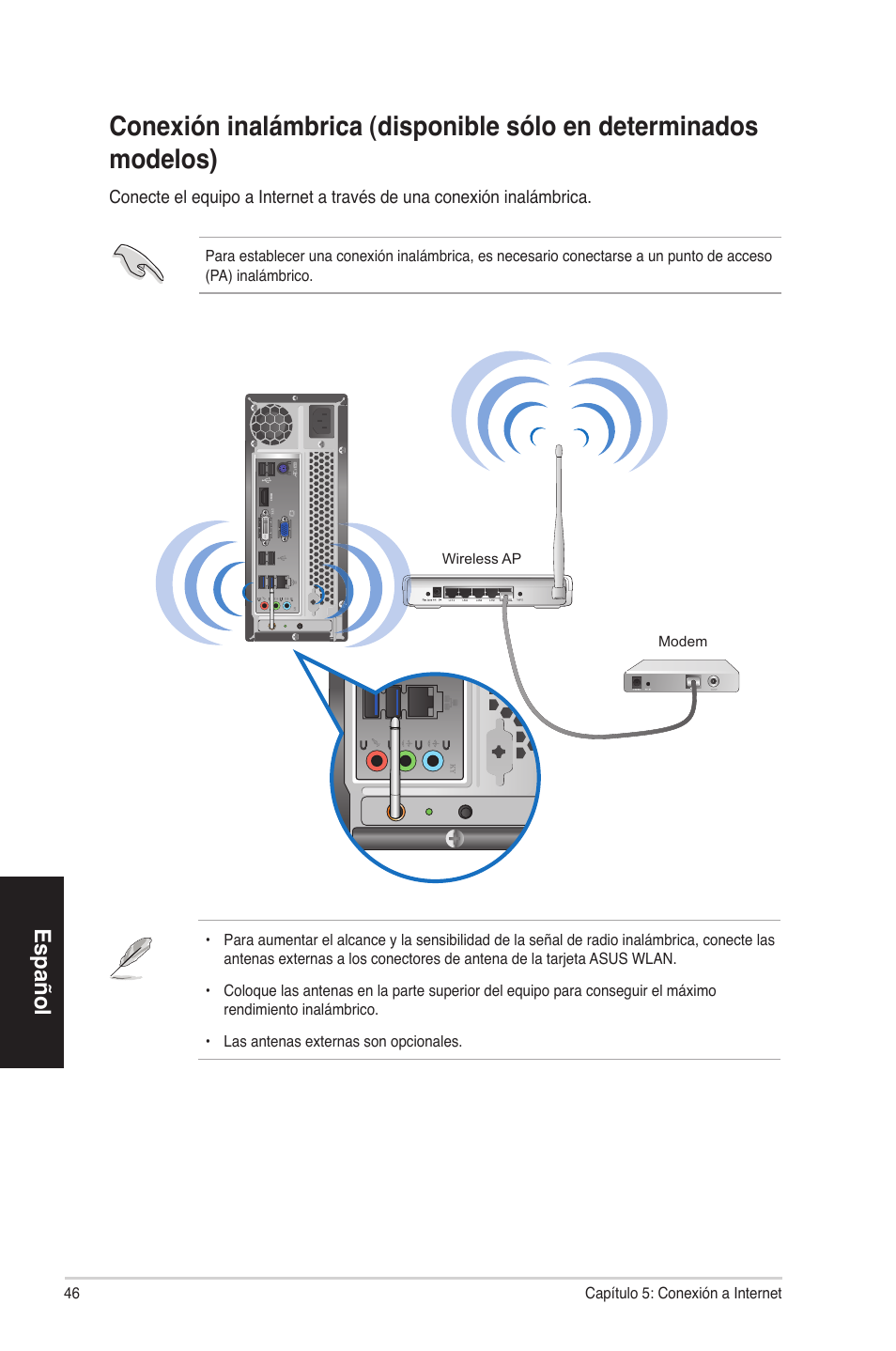 Español | Asus CP3130 User Manual | Page 46 / 68