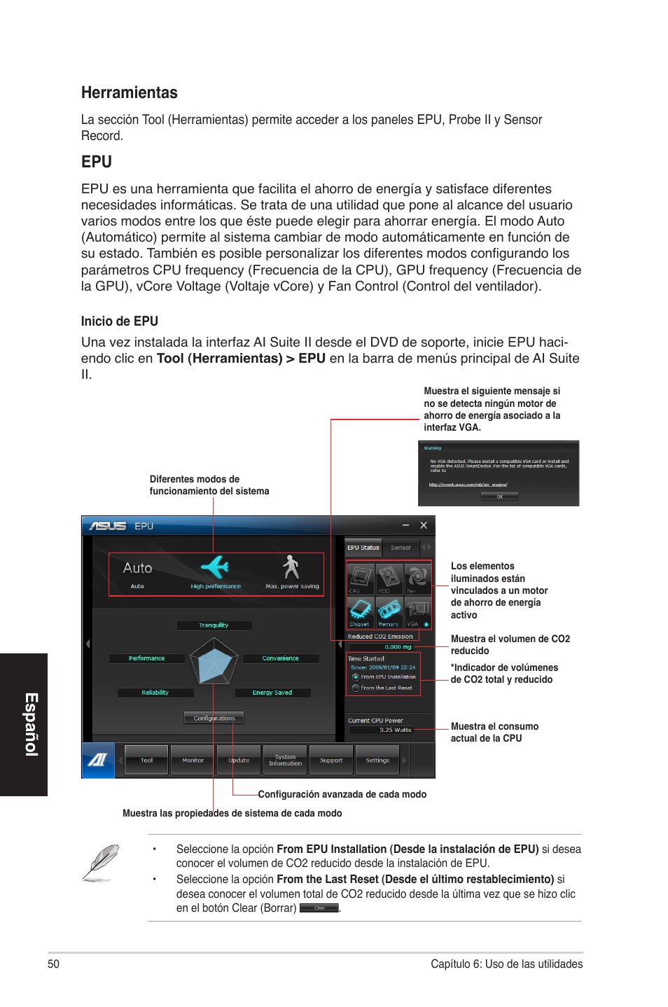 Español, Español herramientas | Asus CP3130 User Manual | Page 50 / 68