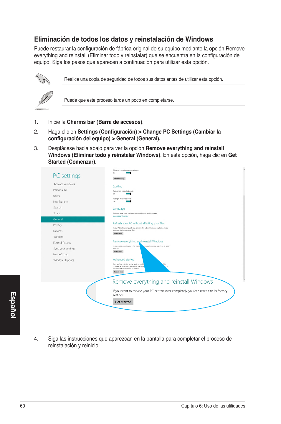 Español | Asus CP3130 User Manual | Page 60 / 68