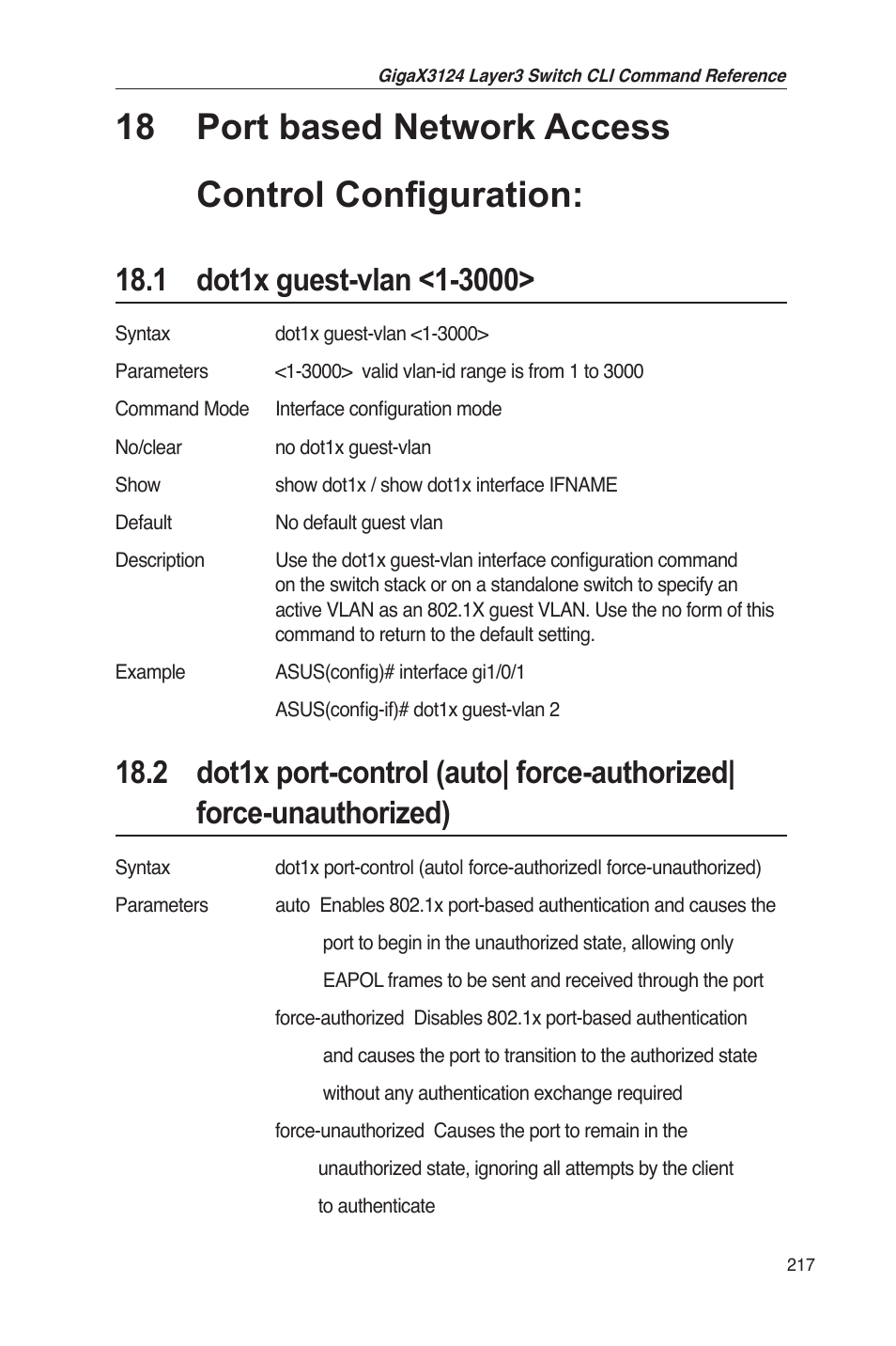 18 port based network access control configuration | Asus GigaX3124 User Manual | Page 242 / 326