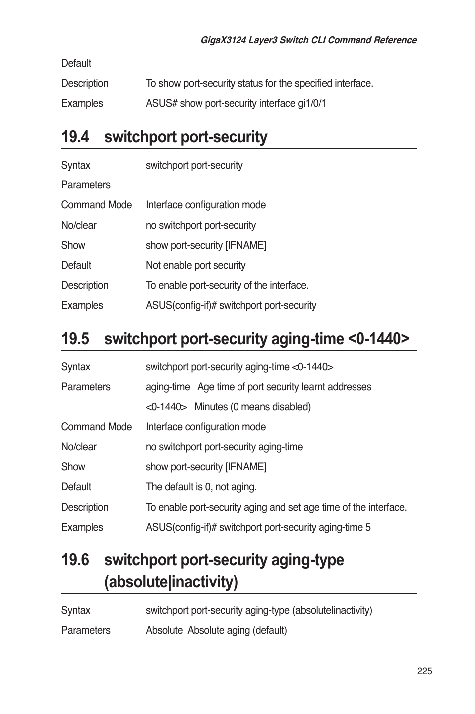 4 switchport port-security | Asus GigaX3124 User Manual | Page 250 / 326