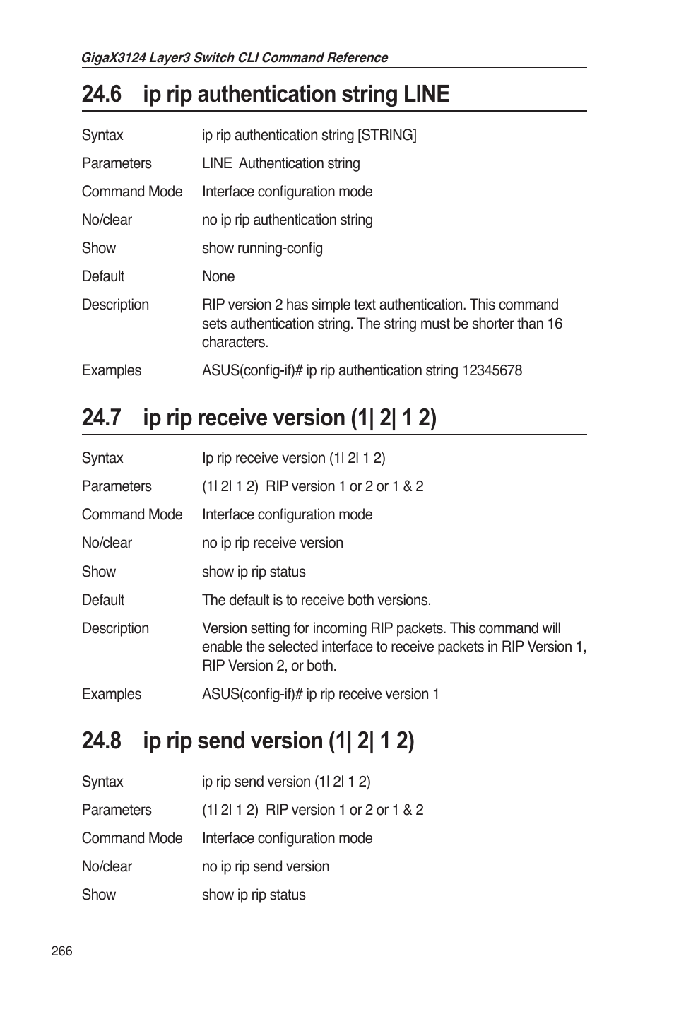 6 ip rip authentication string line | Asus GigaX3124 User Manual | Page 291 / 326