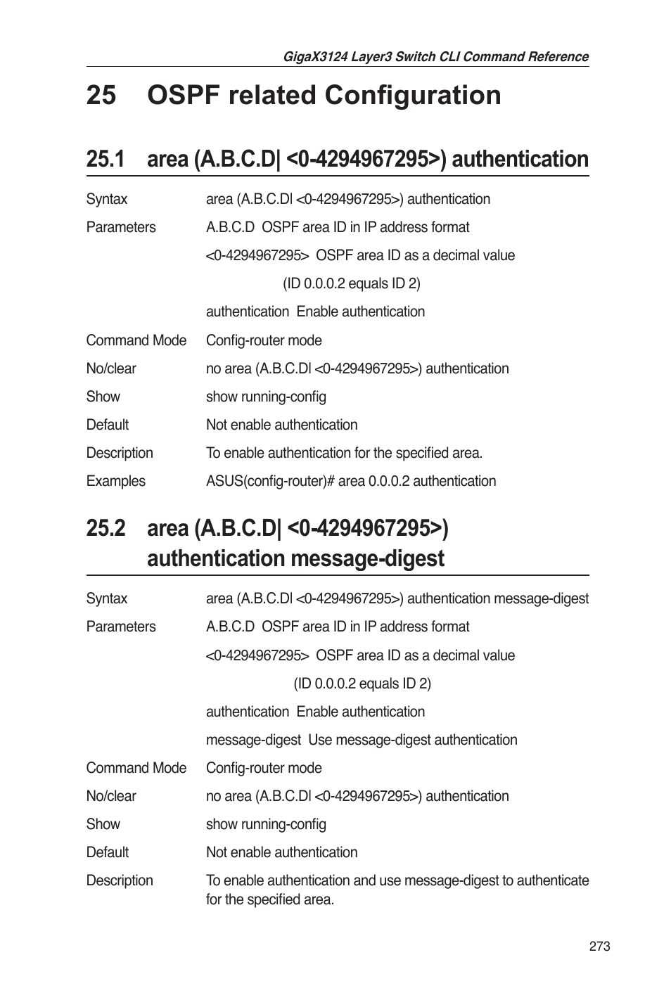 25 ospf related configuration | Asus GigaX3124 User Manual | Page 298 / 326