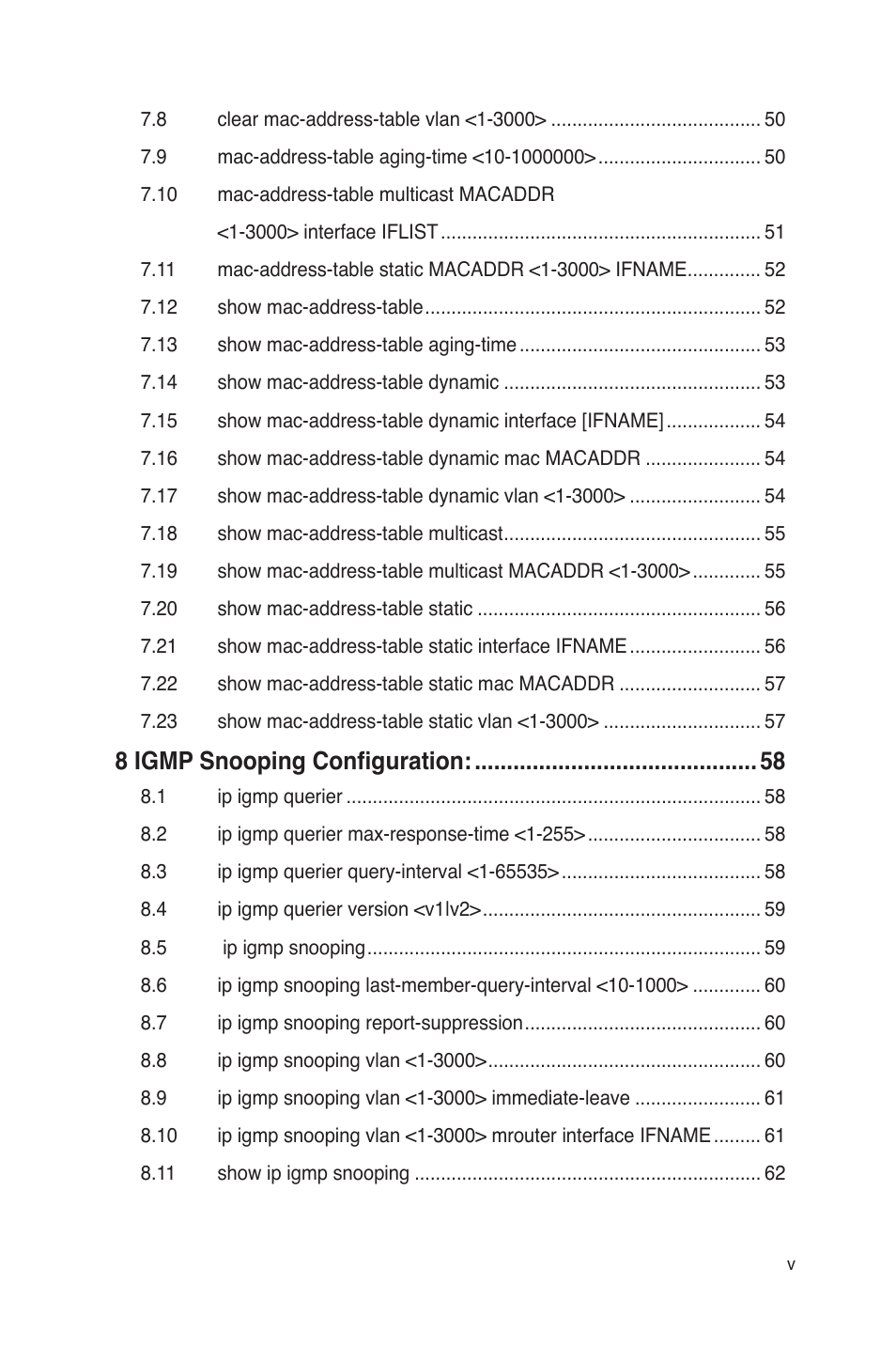 8 igmp snooping configuration | Asus GigaX3124 User Manual | Page 7 / 326