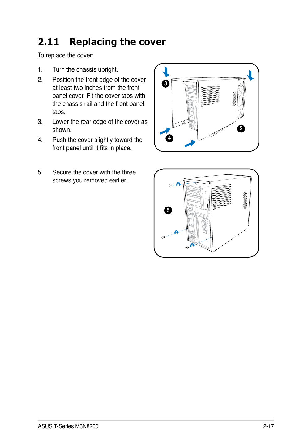 11 replacing the cover | Asus T4-M3N8200 User Manual | Page 35 / 93