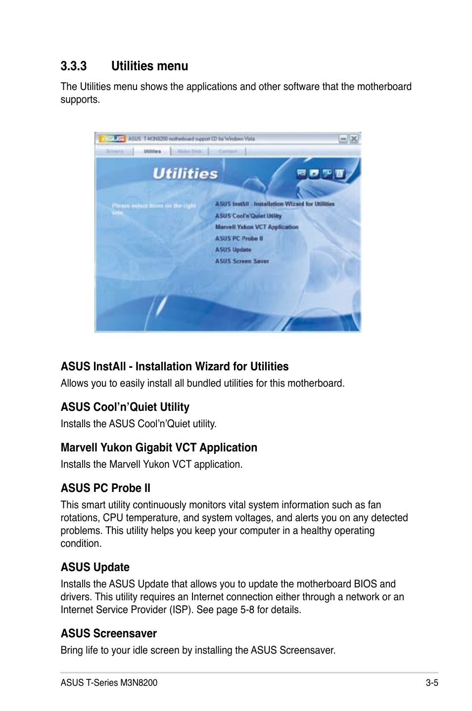 3 utilities menu | Asus T4-M3N8200 User Manual | Page 41 / 93