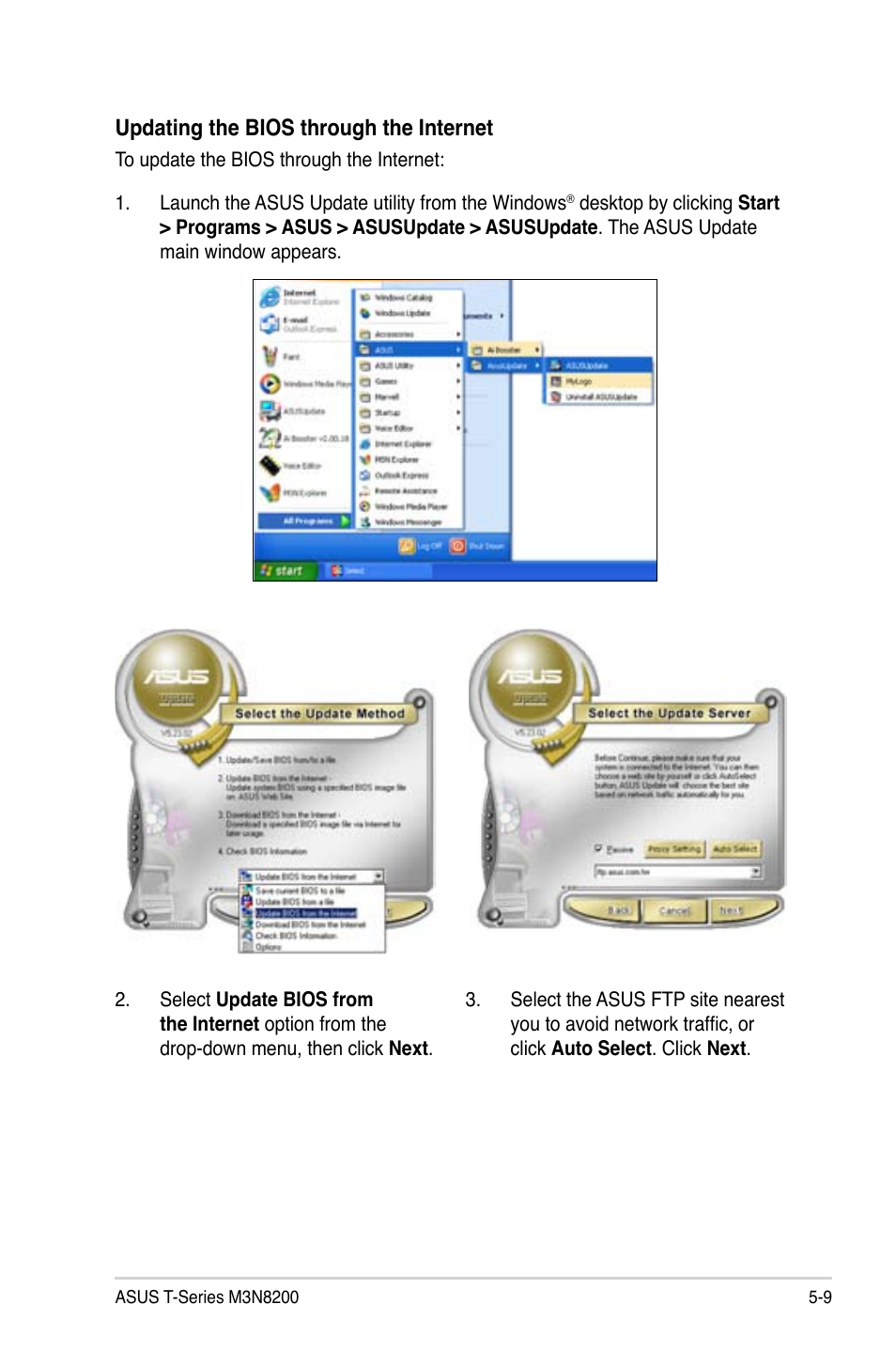 Updating the bios through the internet | Asus T4-M3N8200 User Manual | Page 60 / 93