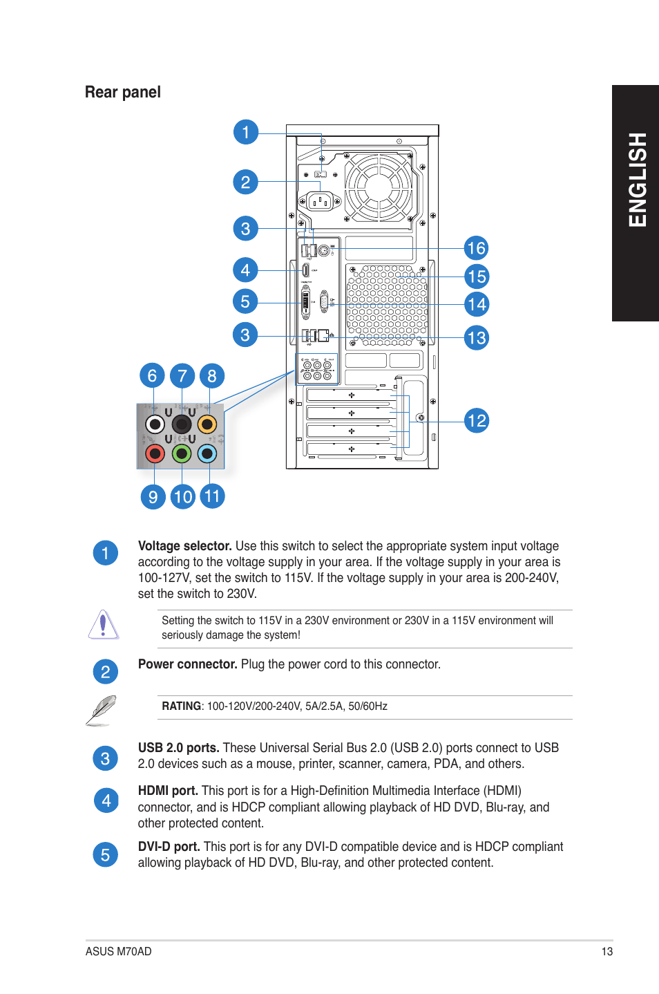 En gl is h en gl is h | Asus M70AD User Manual | Page 13 / 80