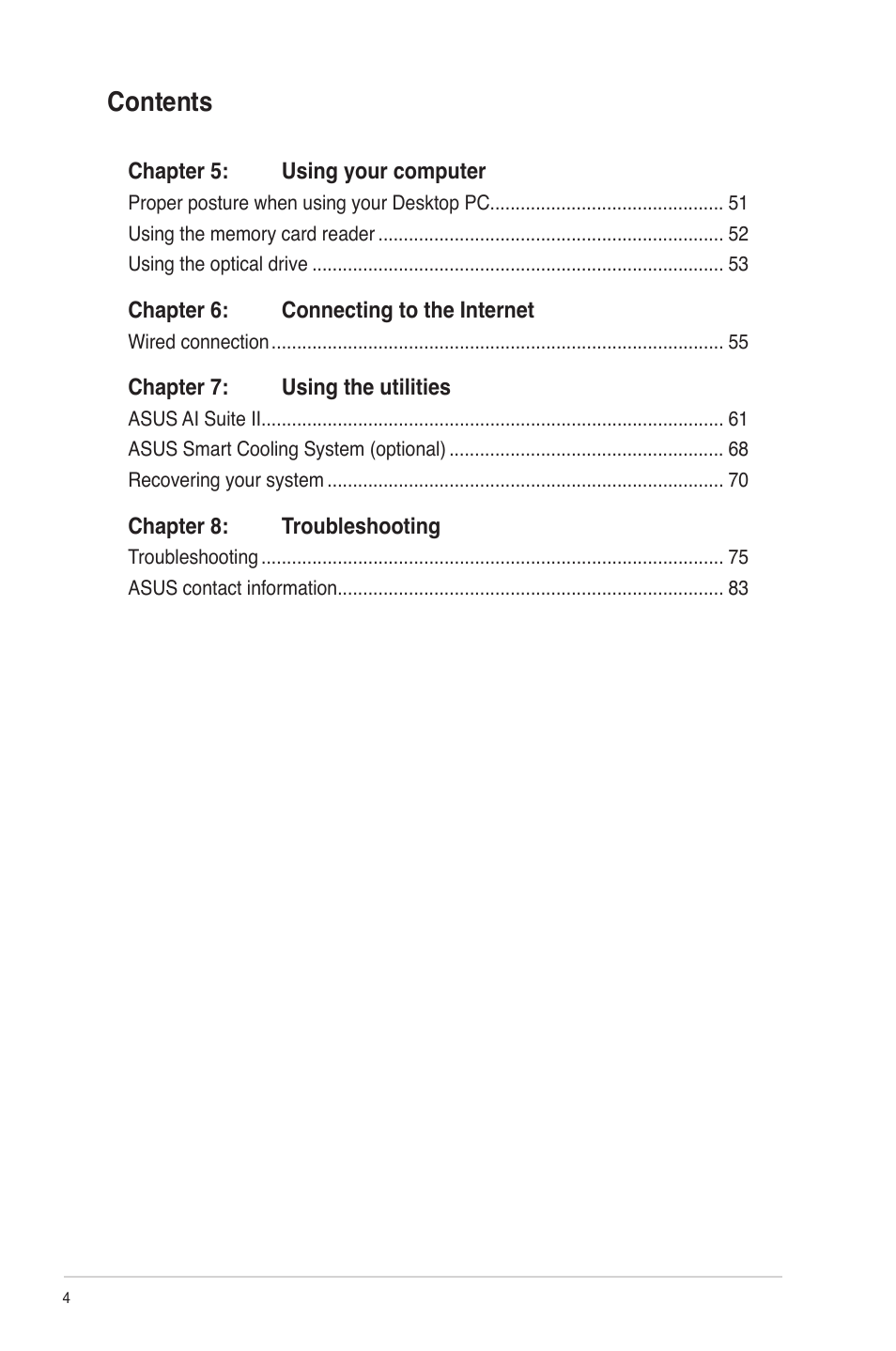 Asus M70AD User Manual | Page 4 / 80