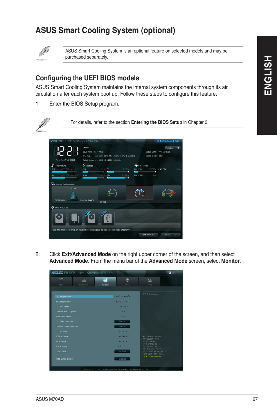 Asus smart cooling system (optional), En gl is h en gl is h | Asus M70AD User Manual | Page 67 / 80