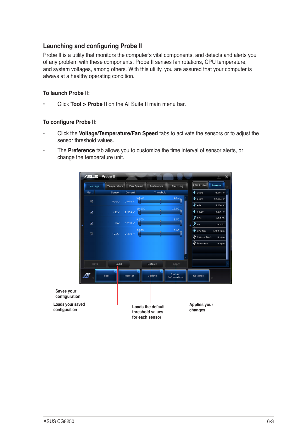 Launching and configuring probe ii | Asus CG8250 User Manual | Page 44 / 60