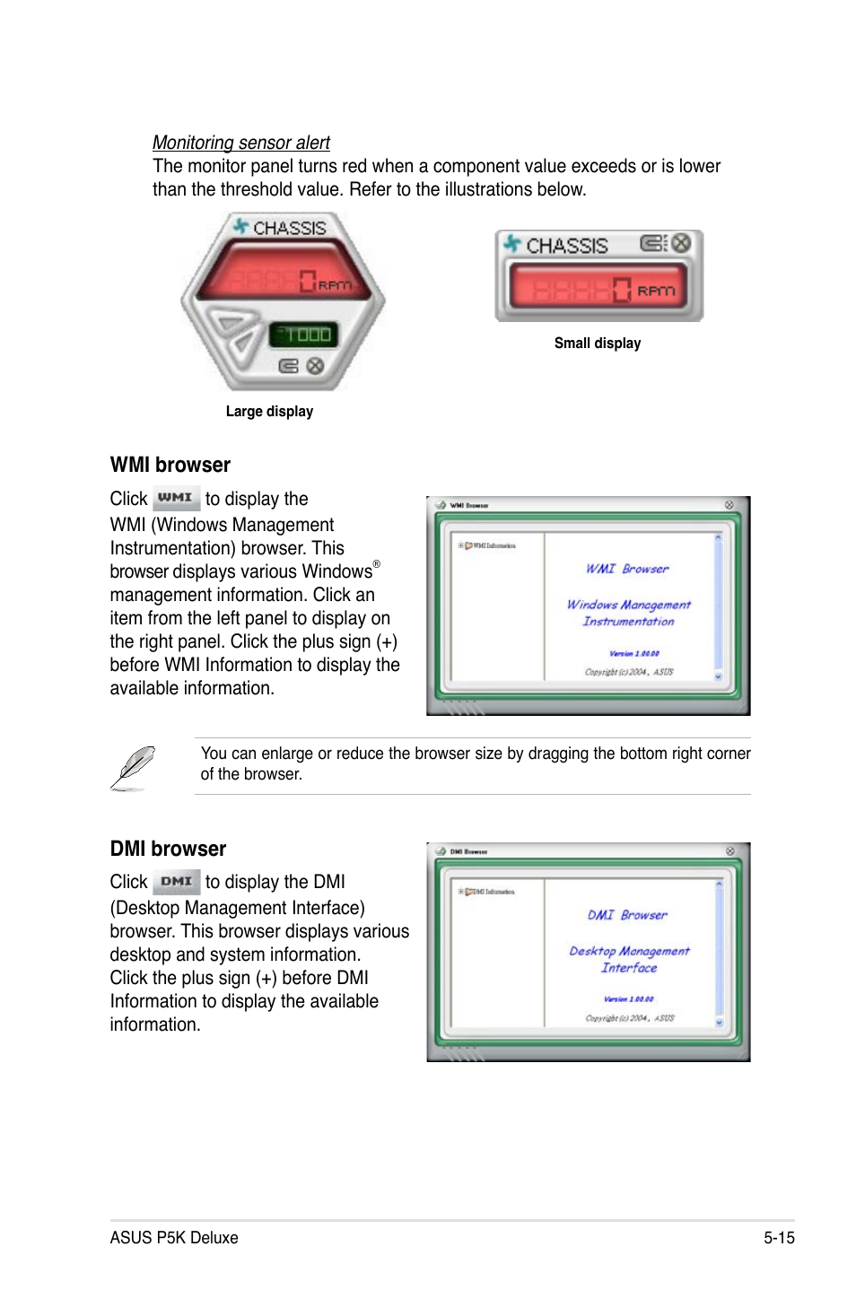 Wmi browser, Dmi browser | Asus P5K Deluxe/WiFi-AP User Manual | Page 123 / 172