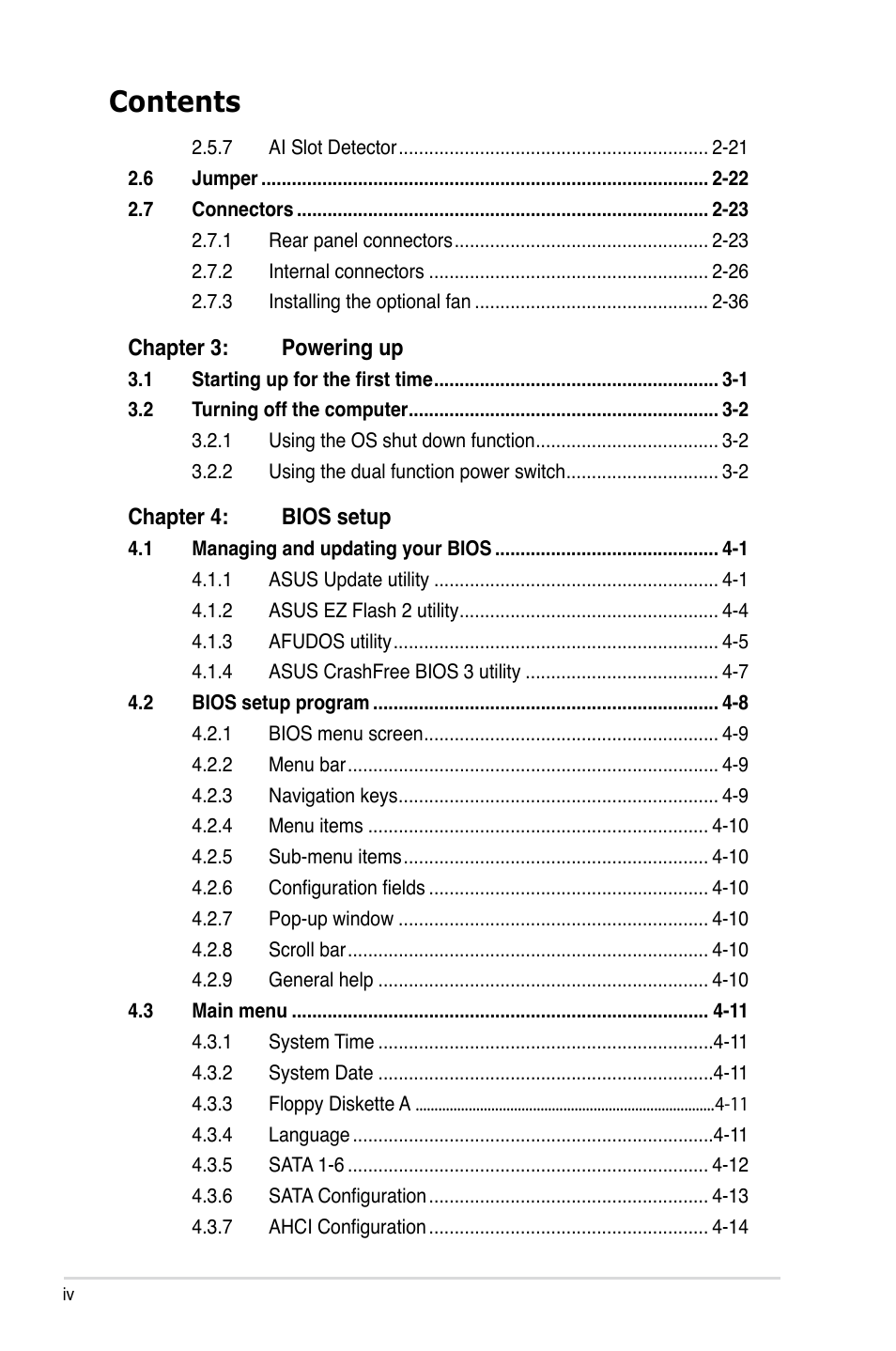 Asus P5K Deluxe/WiFi-AP User Manual | Page 4 / 172