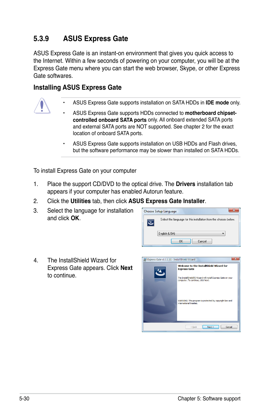 9 asus express gate, Asus express gate -30 | Asus P5Q SE/R User Manual | Page 136 / 162