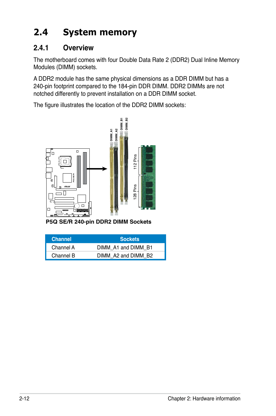 4 system memory, 1 overview | Asus P5Q SE/R User Manual | Page 36 / 162