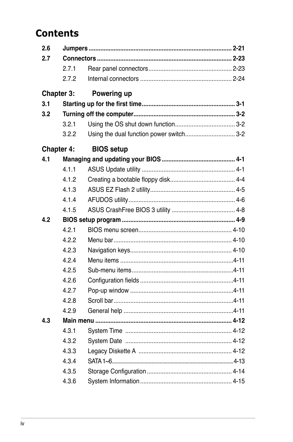 Asus P5Q SE/R User Manual | Page 4 / 162