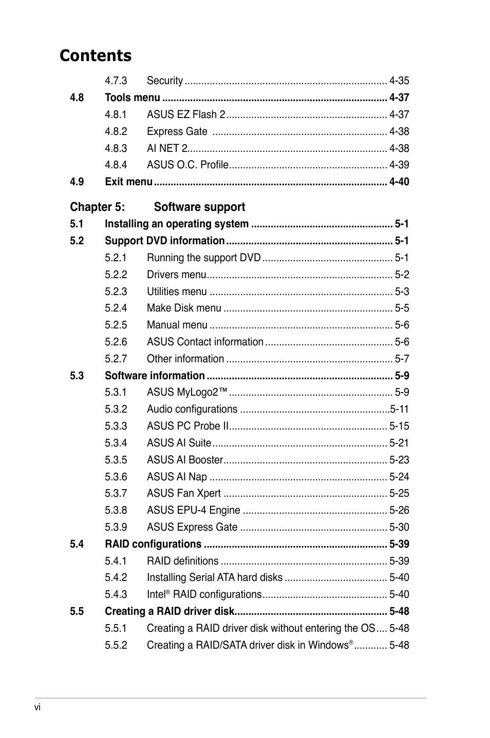 Asus P5Q SE/R User Manual | Page 6 / 162