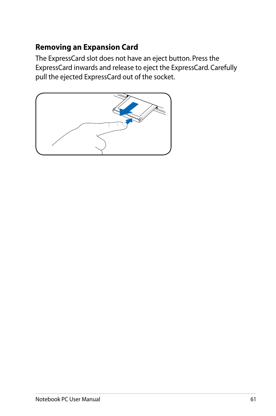 Removing an expansion card | Asus B53V User Manual | Page 61 / 120