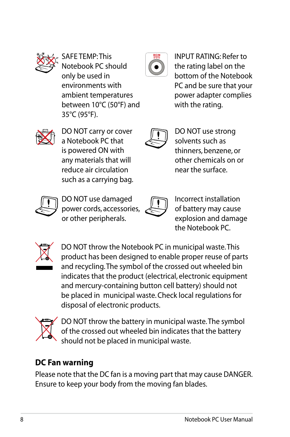 Asus B53V User Manual | Page 8 / 120