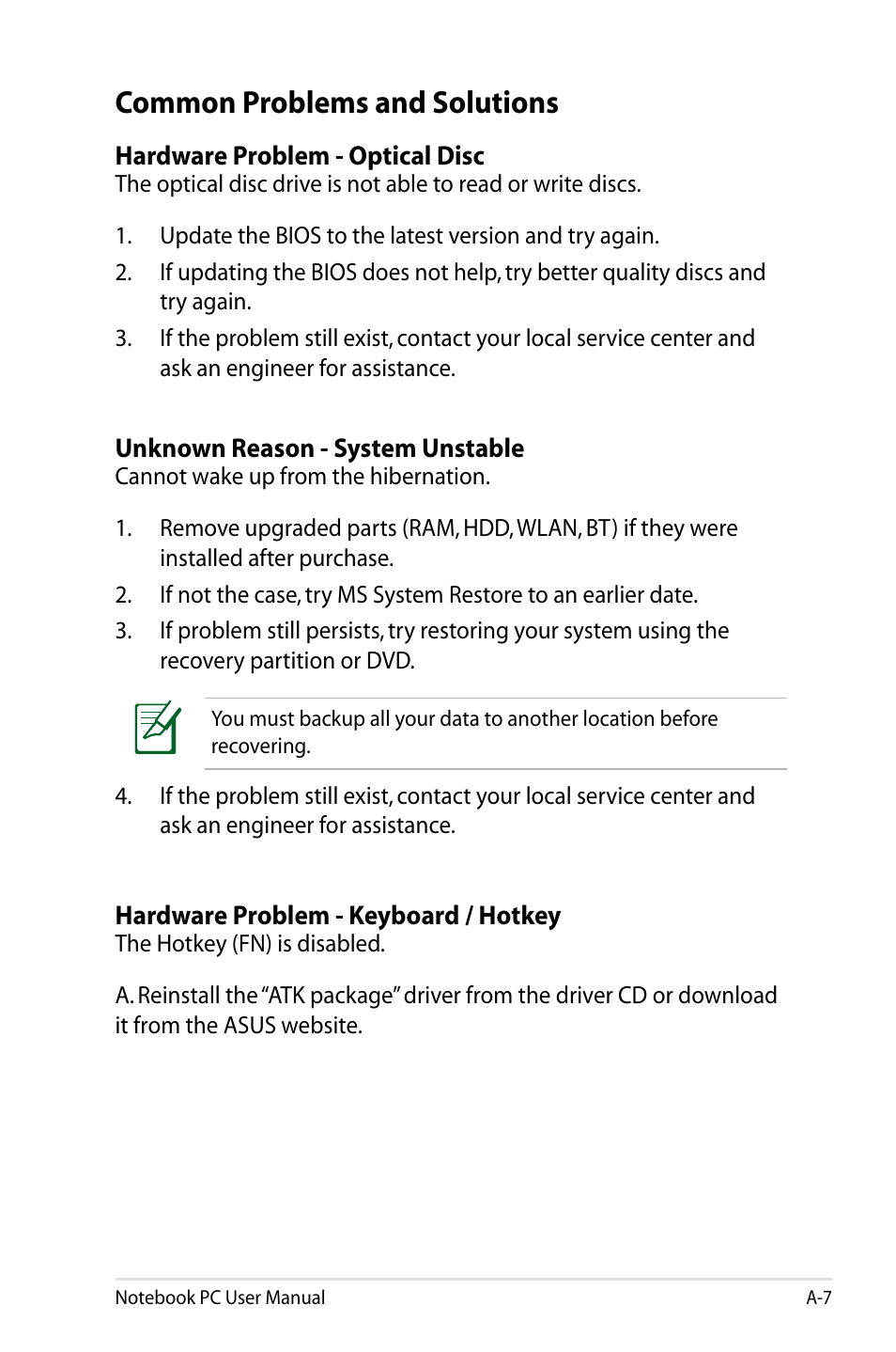 Common problems and solutions | Asus B53V User Manual | Page 87 / 120