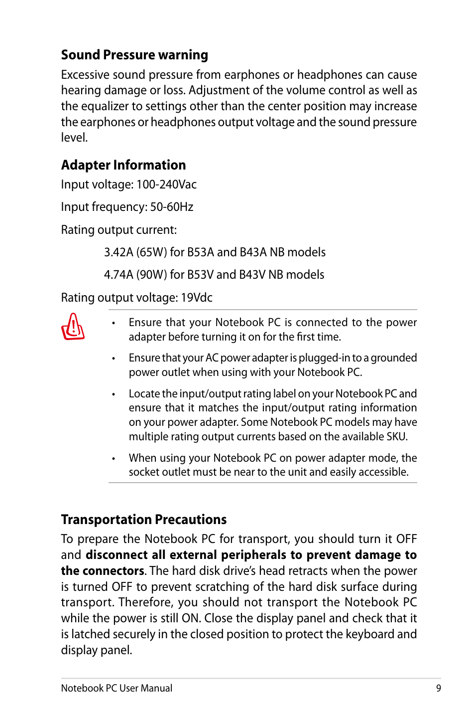 Asus B53V User Manual | Page 9 / 120