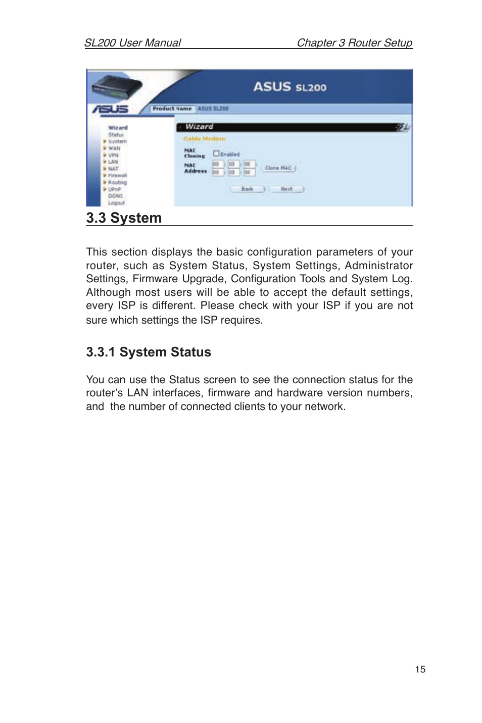 3 system, 1 system status | Asus SL200 User Manual | Page 19 / 52
