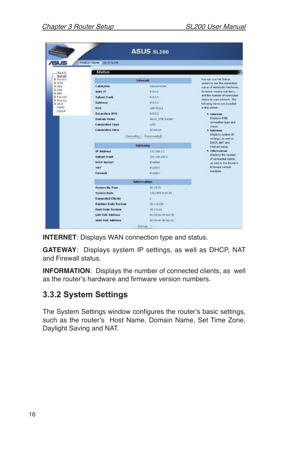 System.settngs 3.3.3..admnstrator.settngs, 2 system settings | Asus SL200 User Manual | Page 20 / 52