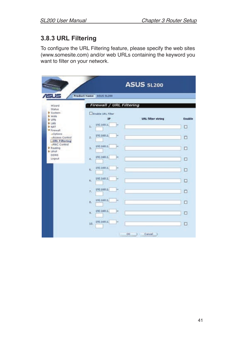 3 url filtering | Asus SL200 User Manual | Page 45 / 52