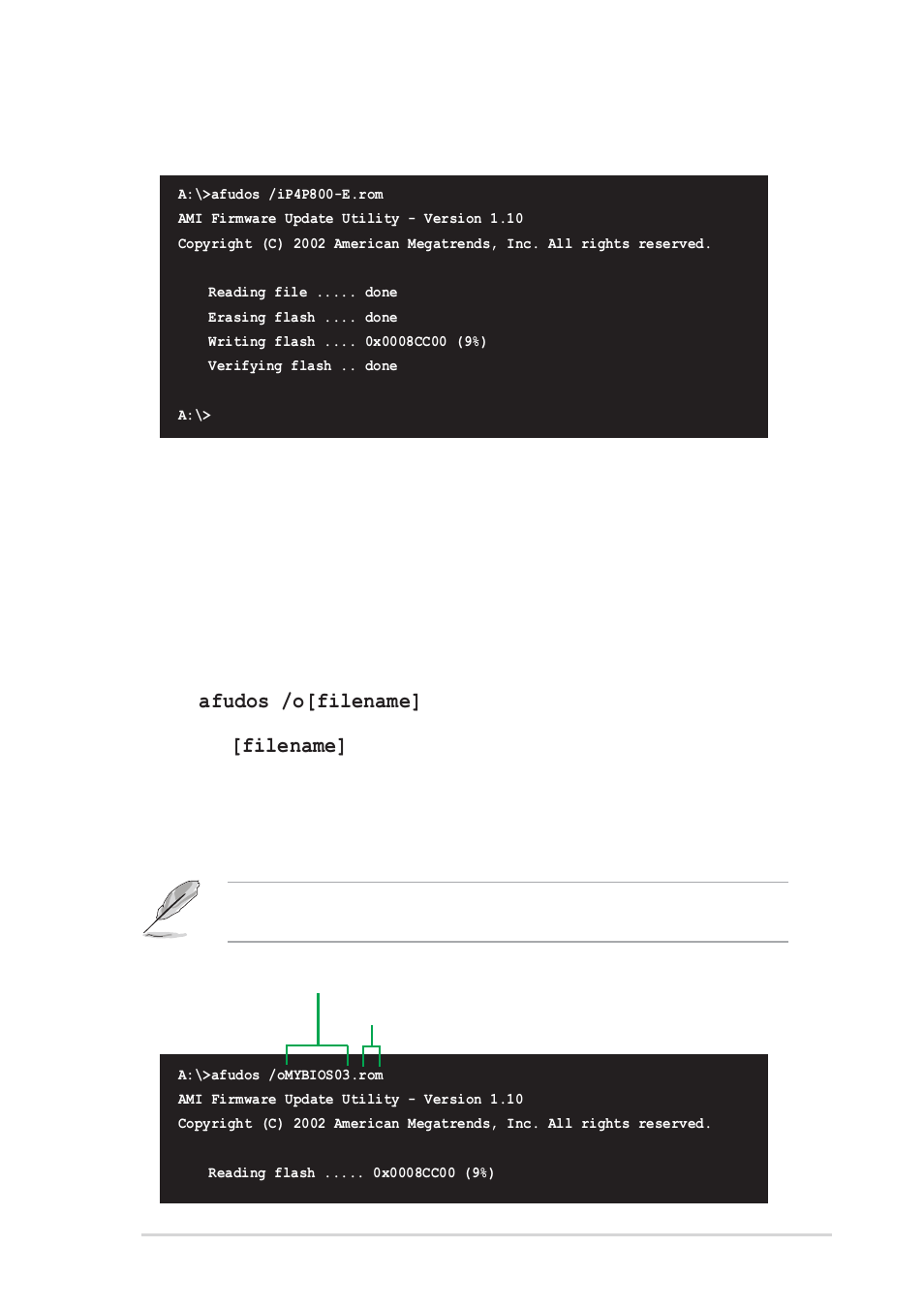 3 using afudos to copy bios from pc | Asus P4P800-E Deluxe User Manual | Page 73 / 143