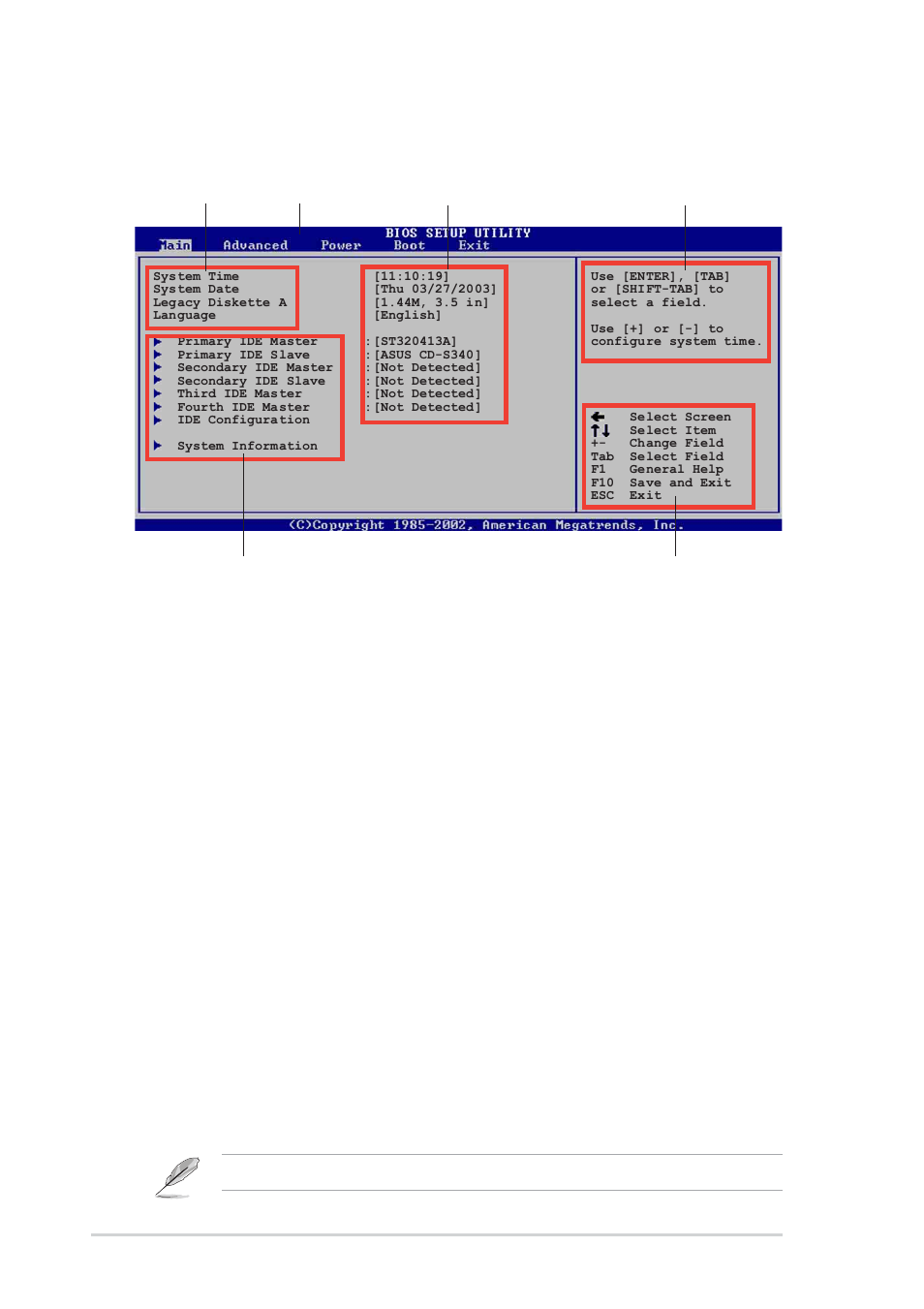 2 menu bar, 1 bios menu screen, 3 navigation keys | Asus P4P800-E Deluxe User Manual | Page 80 / 143