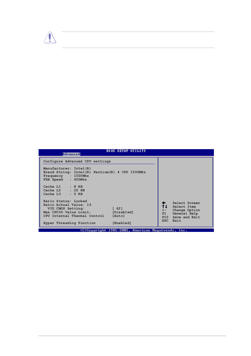 2 cpu configuration, Ddr reference voltage [auto, Agp vddq voltage [1.50v | Vid cmos setting [ 62, Max cpuid value limit [disabled, Cpu internal thermal control [auto | Asus P4P800-E Deluxe User Manual | Page 89 / 143