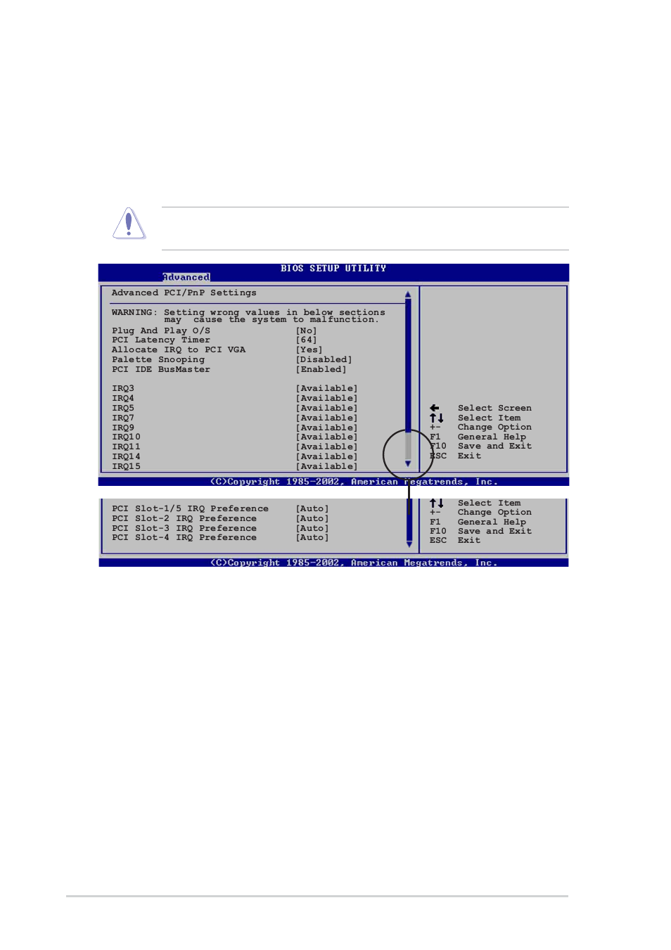 5 pci pnp, Plug and play o/s [no, Pci latency timer [64 | Allocate irq to pci vga [yes, 24 chapter 4: bios setup | Asus P4P800-E Deluxe User Manual | Page 94 / 143