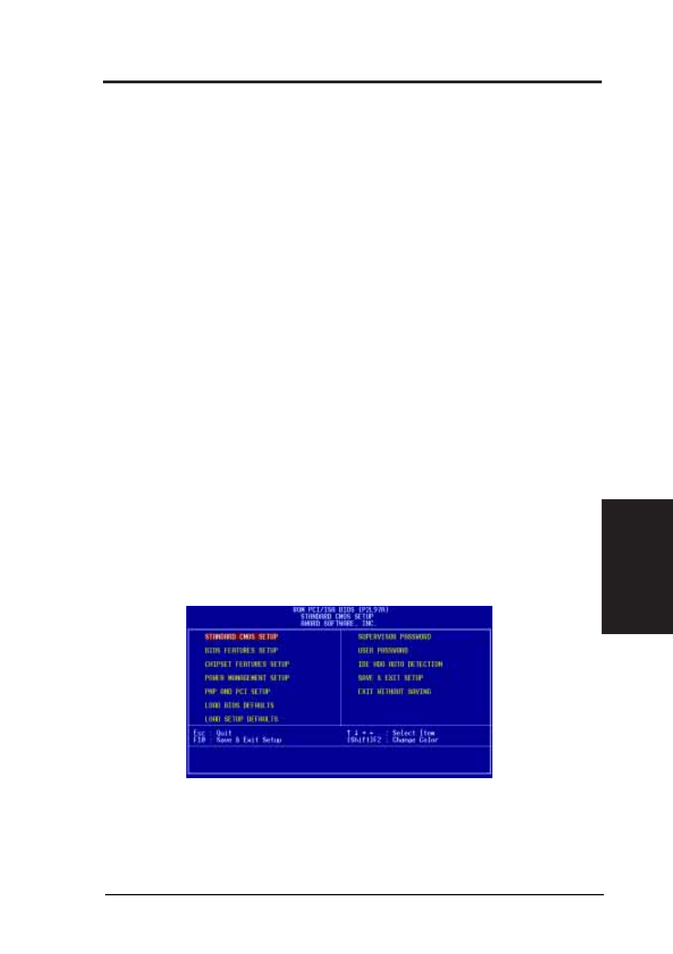 Iv. bios software, Bios setup | Asus P2L97A User Manual | Page 33 / 58