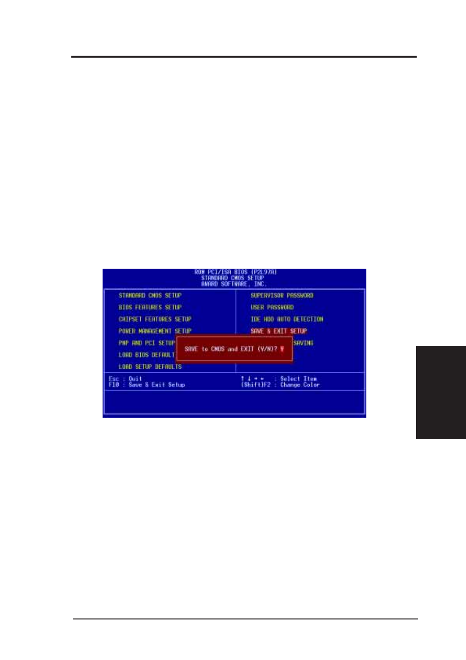 Iv. bios software, Save & exit setup, Exit without saving | Asus P2L97A User Manual | Page 51 / 58