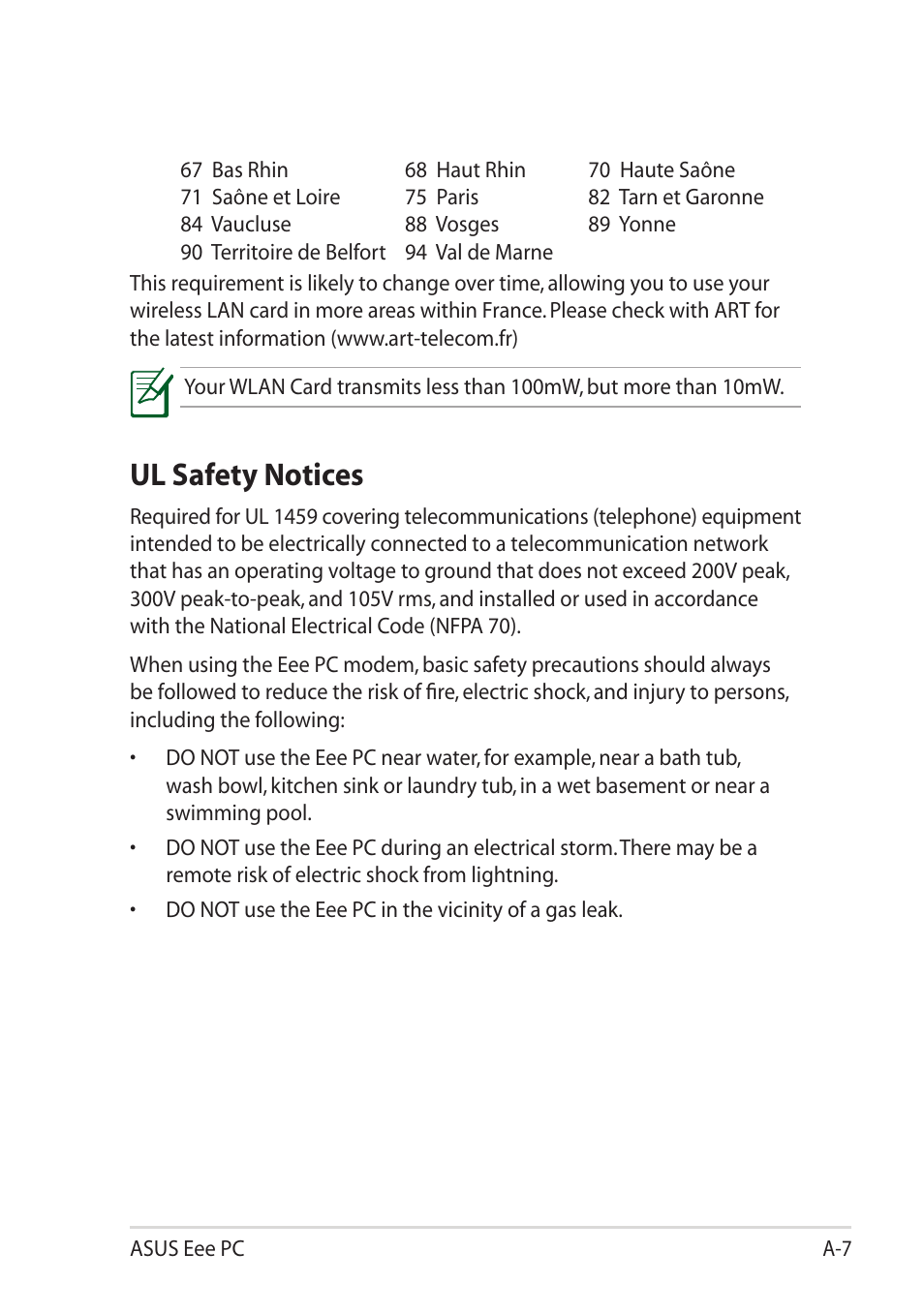 Ul safety notices | Asus Eee PC R11CX User Manual | Page 53 / 60