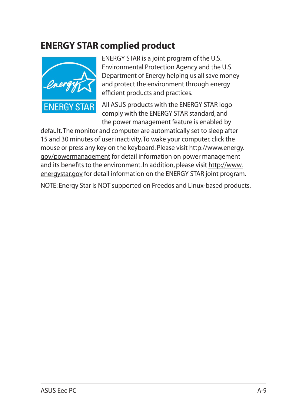 Energy star complied product | Asus Eee PC R11CX User Manual | Page 55 / 60