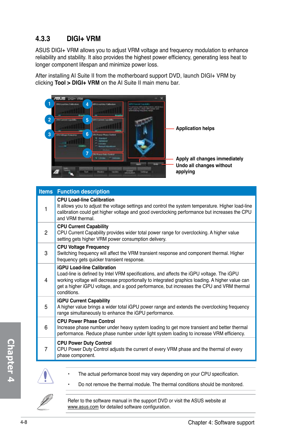 3 digi+ vrm, Digi+ vrm -8, Chapter 4 | Asus P8Z77-V LK User Manual | Page 110 / 154