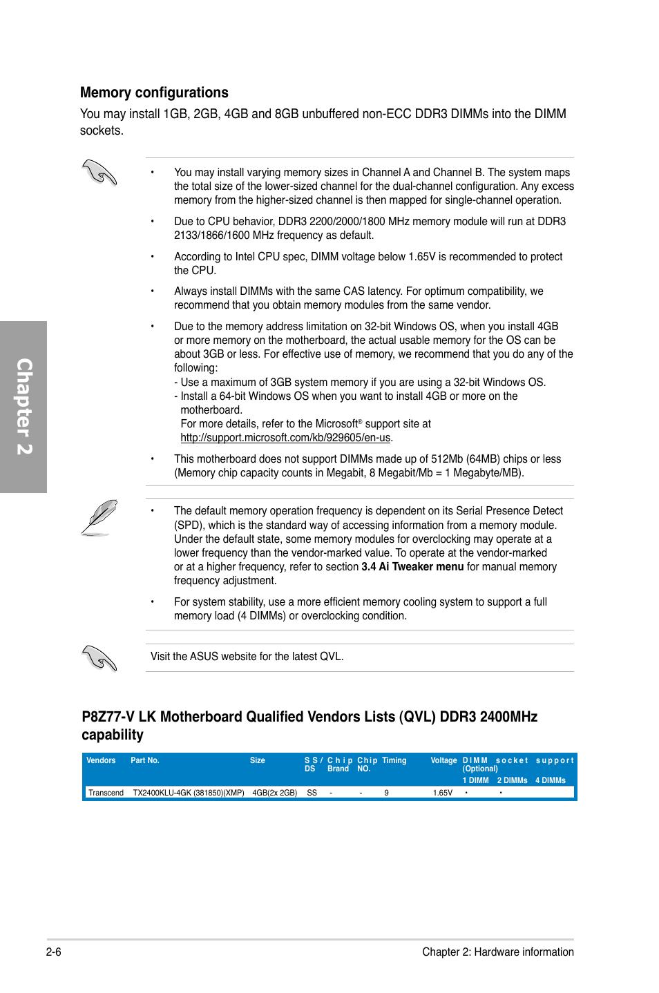 Chapter 2 | Asus P8Z77-V LK User Manual | Page 26 / 154