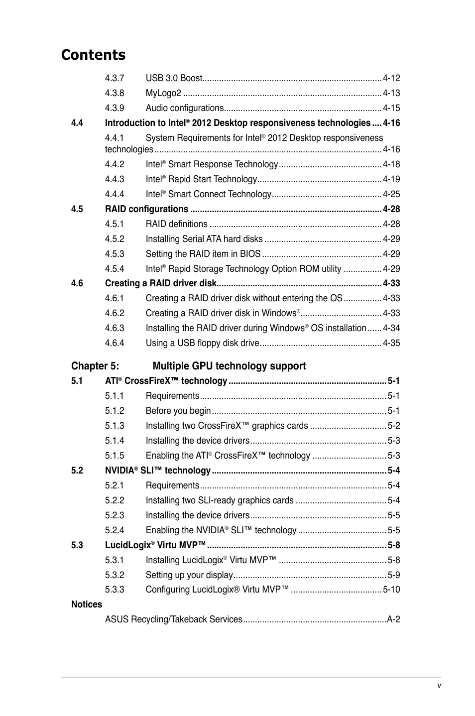 Asus P8Z77-V LK User Manual | Page 5 / 154