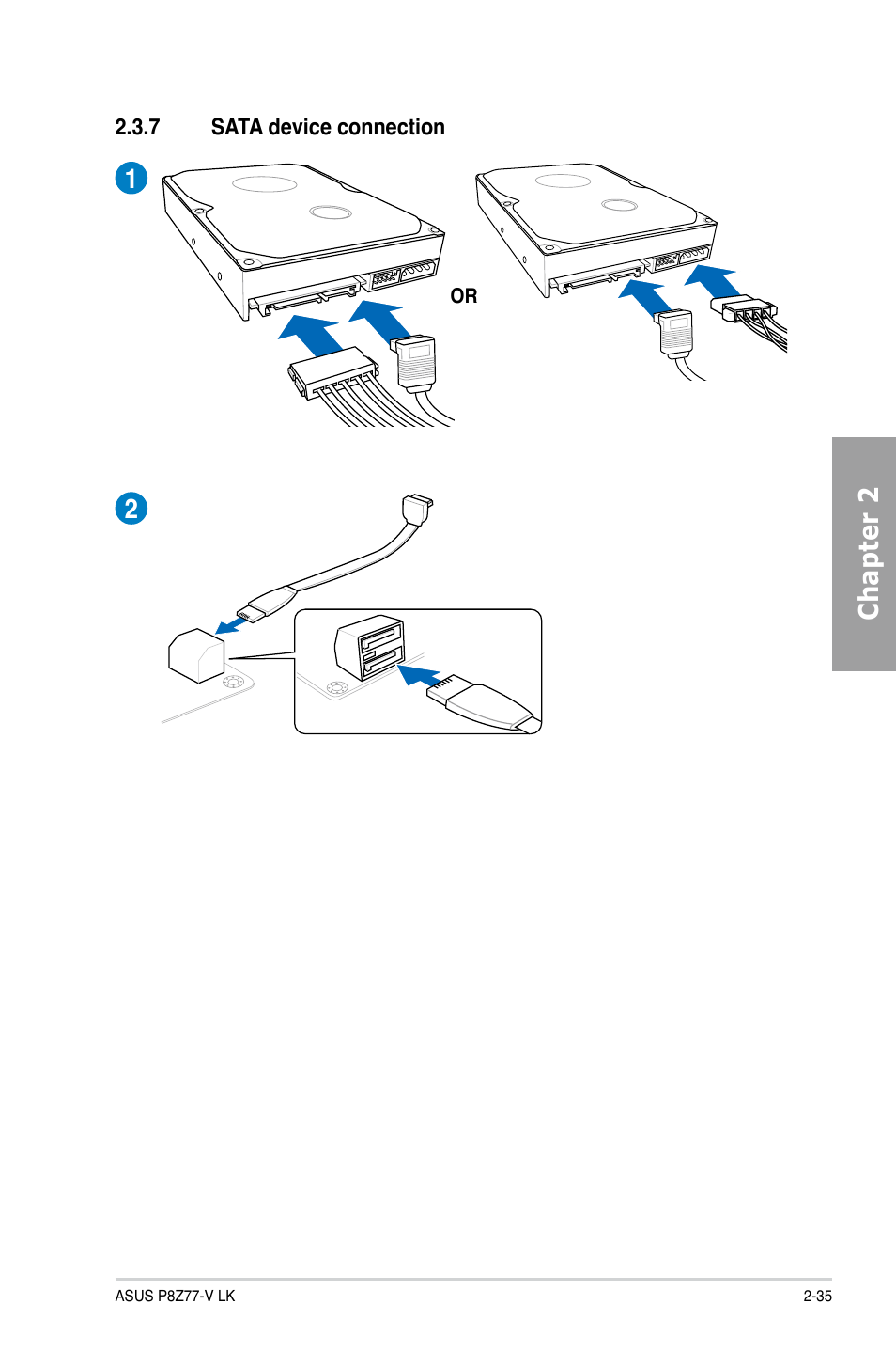 7 sata device connection, Sata device connection -35, Chapter 2 | Asus P8Z77-V LK User Manual | Page 55 / 154