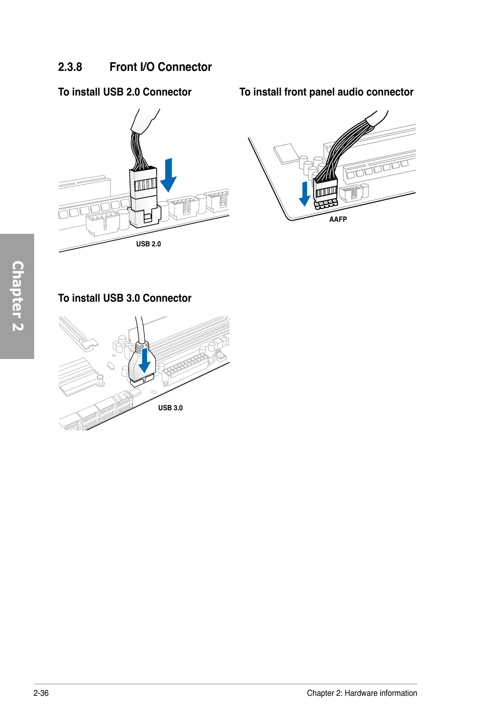 8 front i/o connector, Front i/o connector -36, Chapter 2 | Asus P8Z77-V LK User Manual | Page 56 / 154