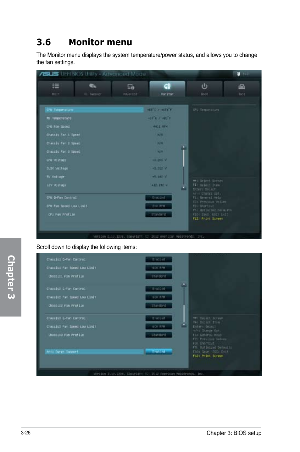 6 monitor menu, Monitor menu -26, Chapter 3 3.6 monitor menu | Asus P8Z77-V LK User Manual | Page 88 / 154