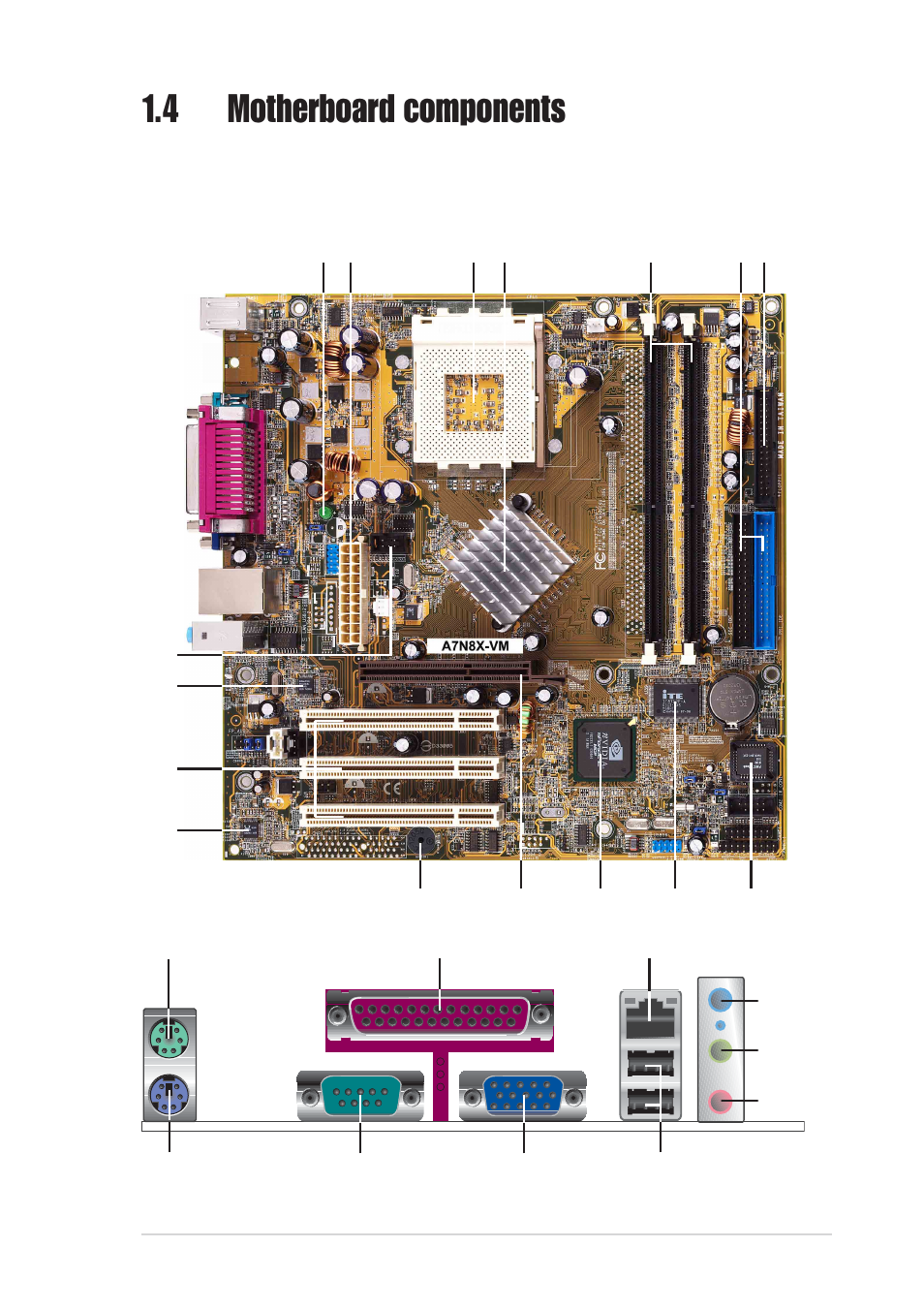 4 motherboard components | Asus A7N8X-VM/400 User Manual | Page 13 / 60