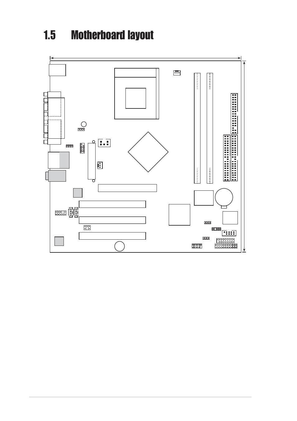 5 motherboard layout, Nvidia, 6 chapter 1: product information | Socket 462, 5cm (9.6in), Nforce2 igp | Asus A7N8X-VM/400 User Manual | Page 16 / 60