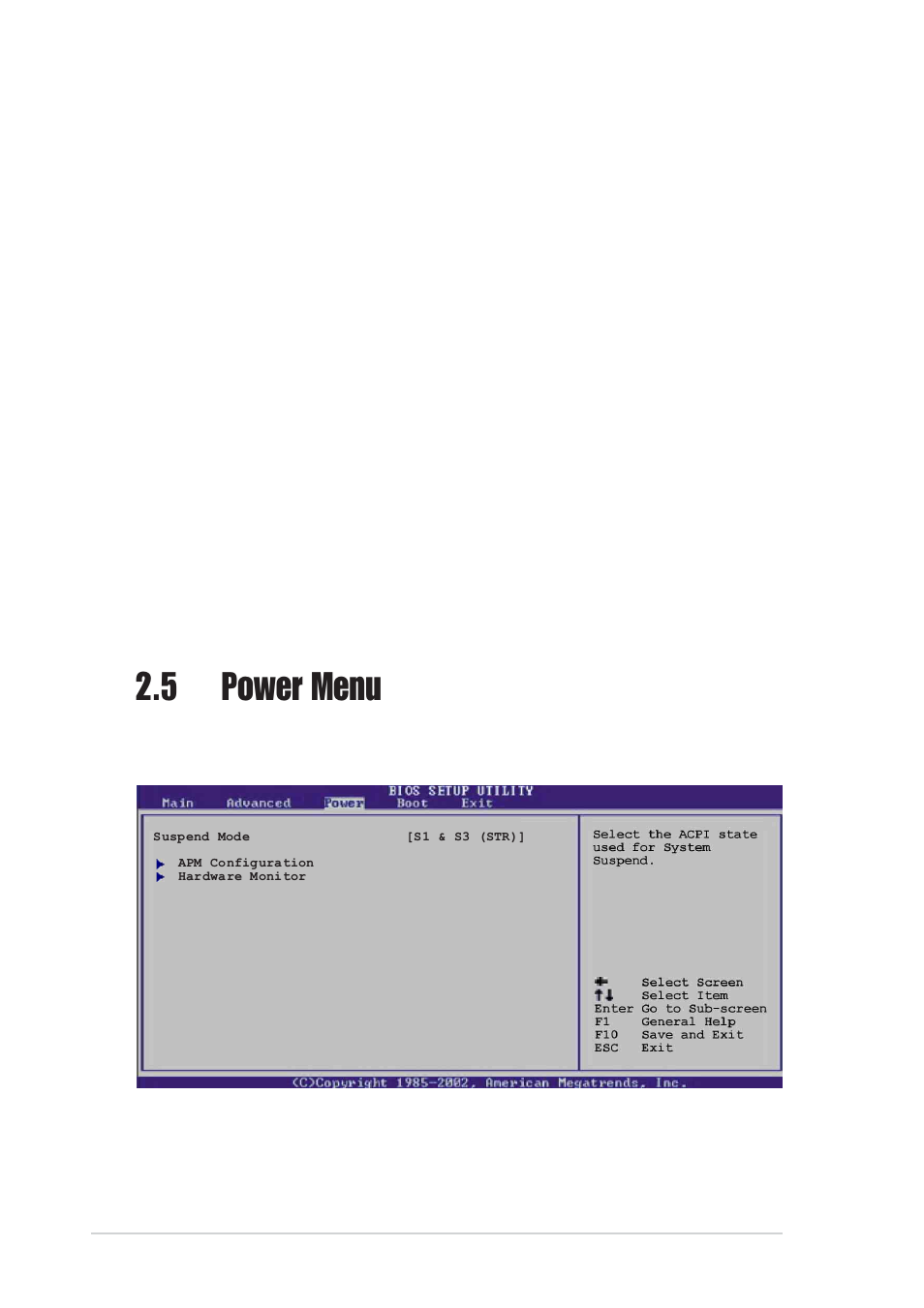 5 power menu | Asus A7N8X-VM/400 User Manual | Page 42 / 60