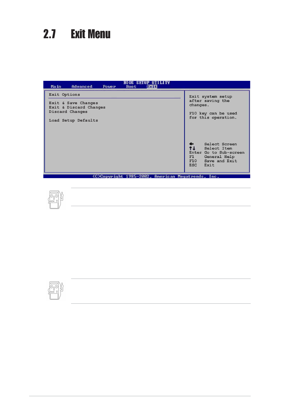 7 exit menu | Asus A7N8X-VM/400 User Manual | Page 50 / 60