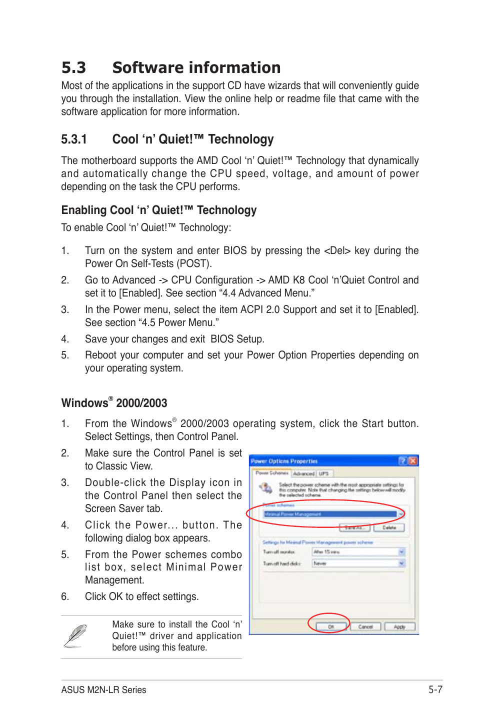 3 software information, 1 cool ‘n’ quiet!™ technology | Asus M2N-LR/SATA User Manual | Page 102 / 113